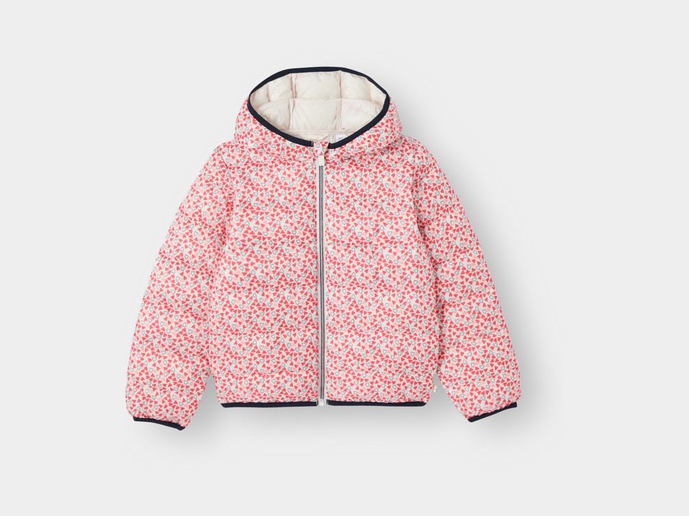 Doudoune matelassée cœurs rose fille 1
