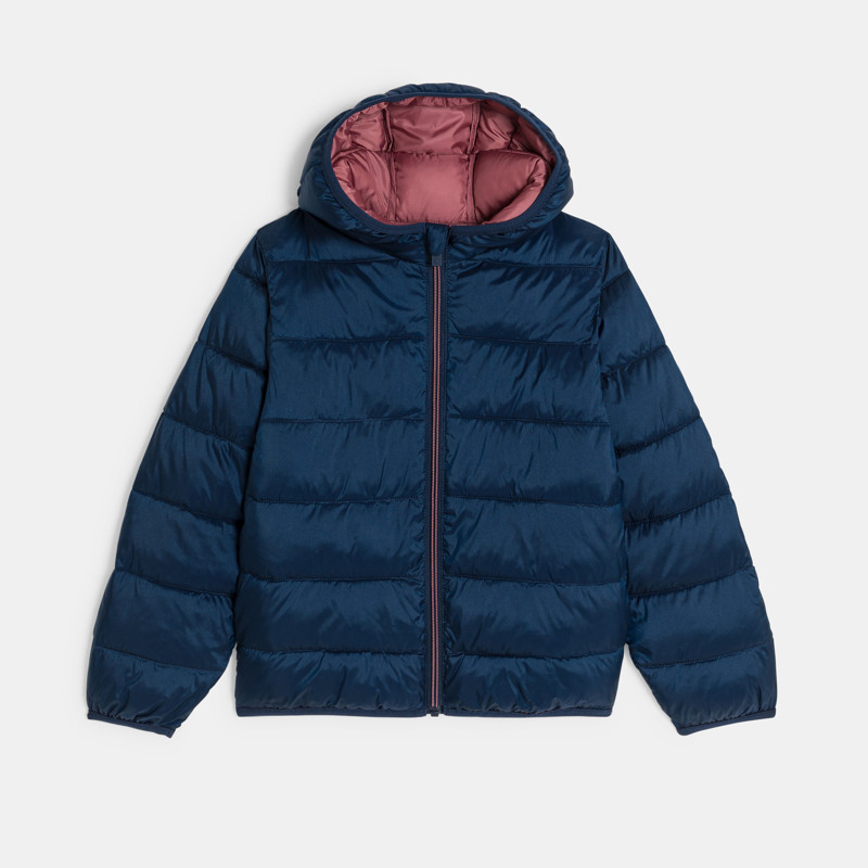 Steppjacke mit Kapuze einfarbig marineblau Mädchen