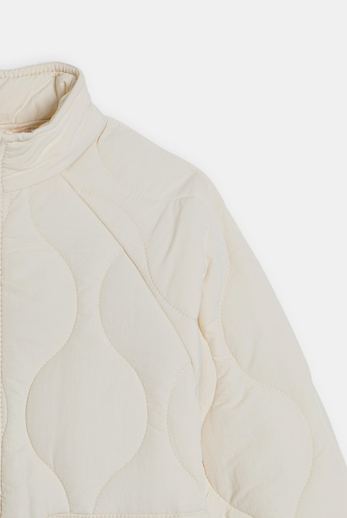 Blouson zippé matelassé léger écru Fille