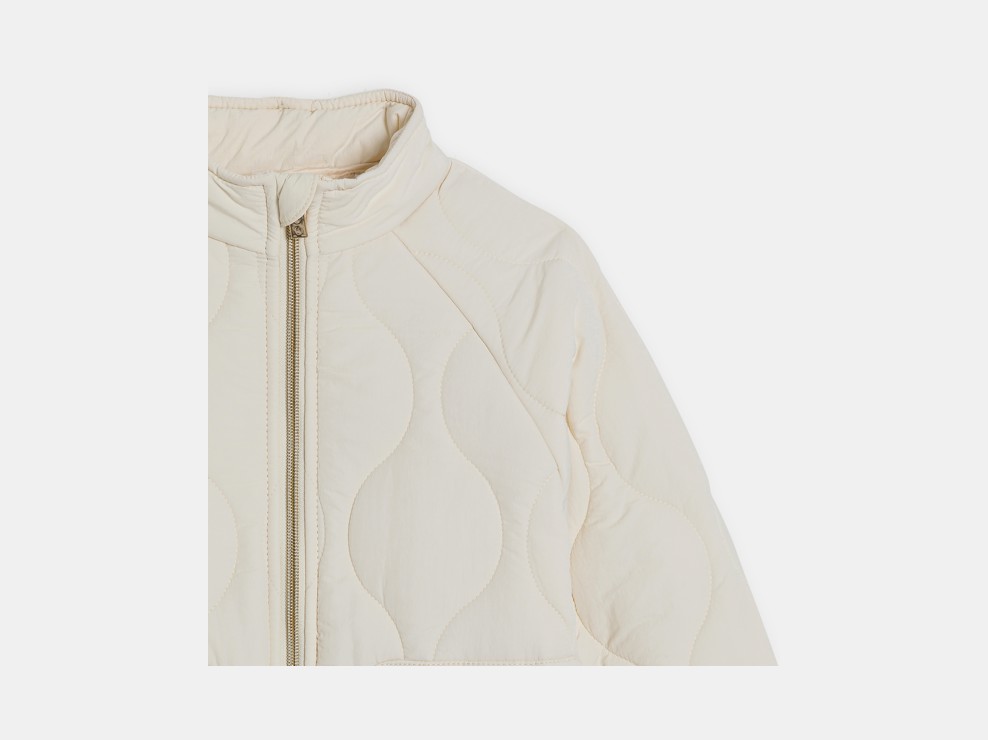 Blouson zippé matelassé léger écru Fille 2
