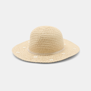 Chapeau de paille à fleurs beige Fille 1