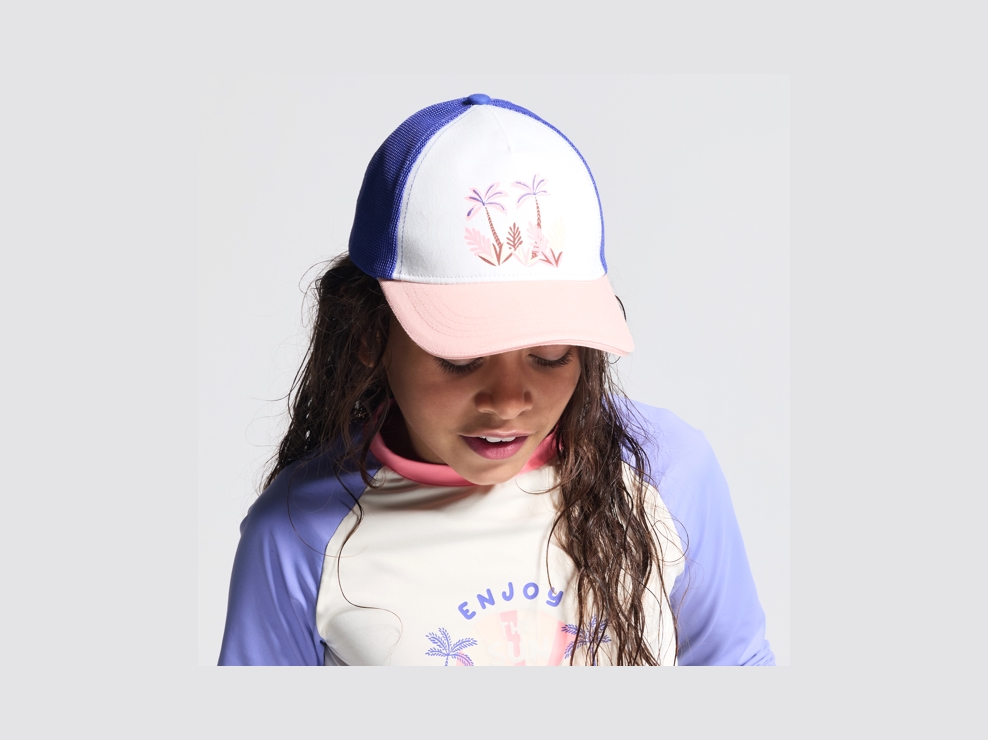 Casquette filet à motif rose Fille 1