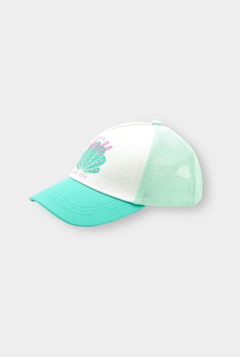 Gorra malla amb estampat verd nena 1