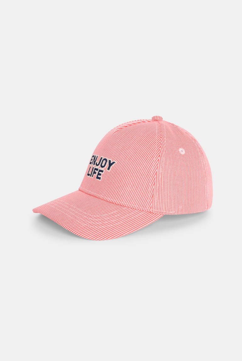 Casquette rayée en toile message brodé orange Garçon 1