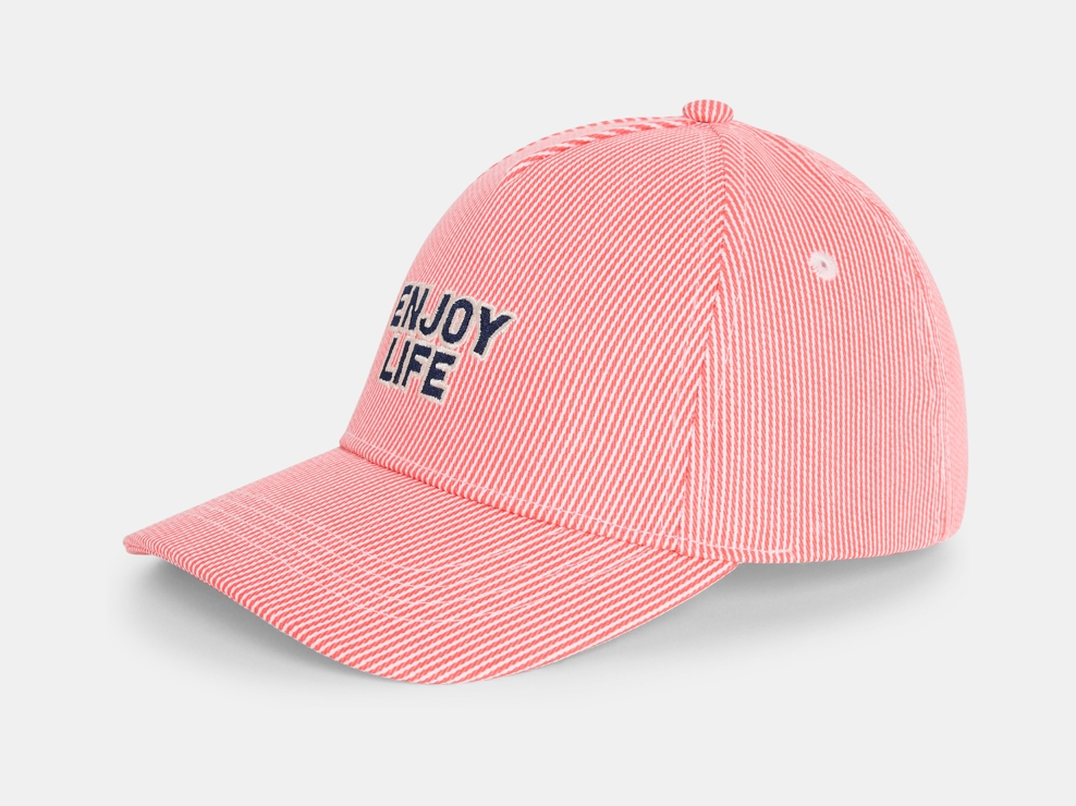 Casquette rayée en toile message brodé orange Garçon 1