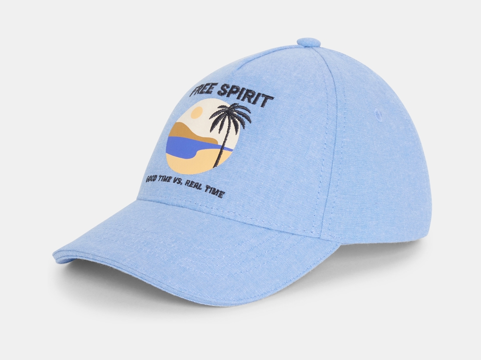 Casquette en denim motif brodé bleu Garçon 1
