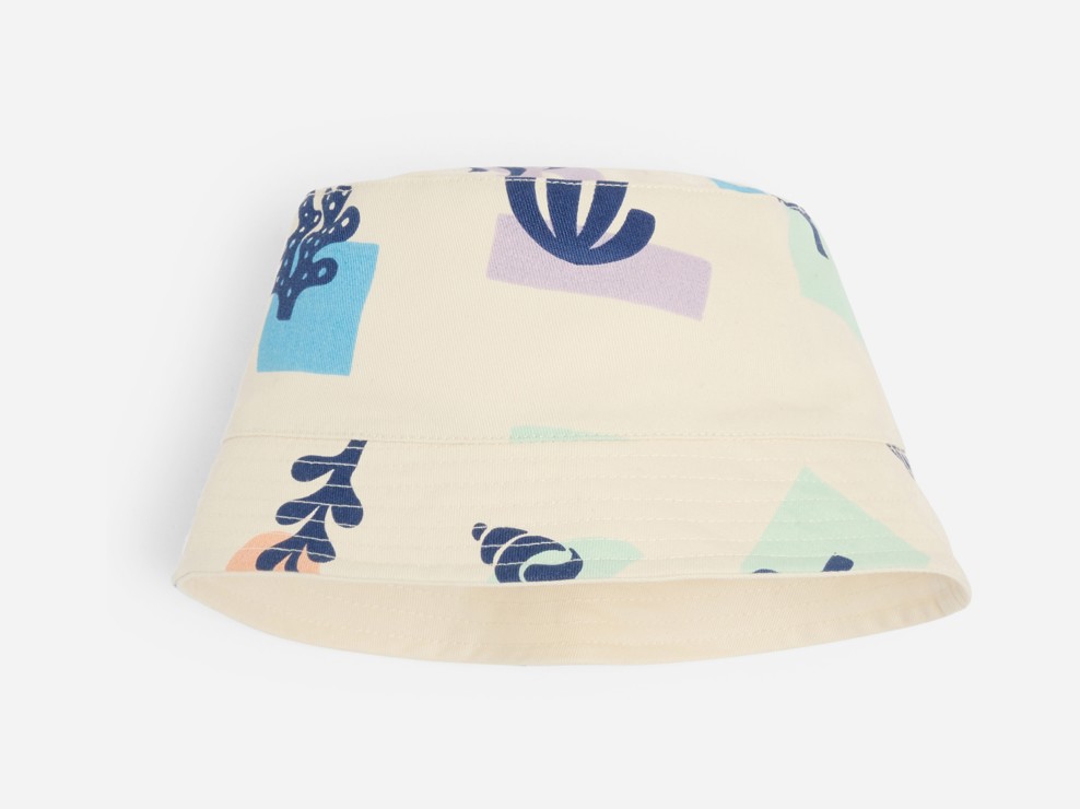 Beige omkeerbaar vissershoedje voor jongens 2