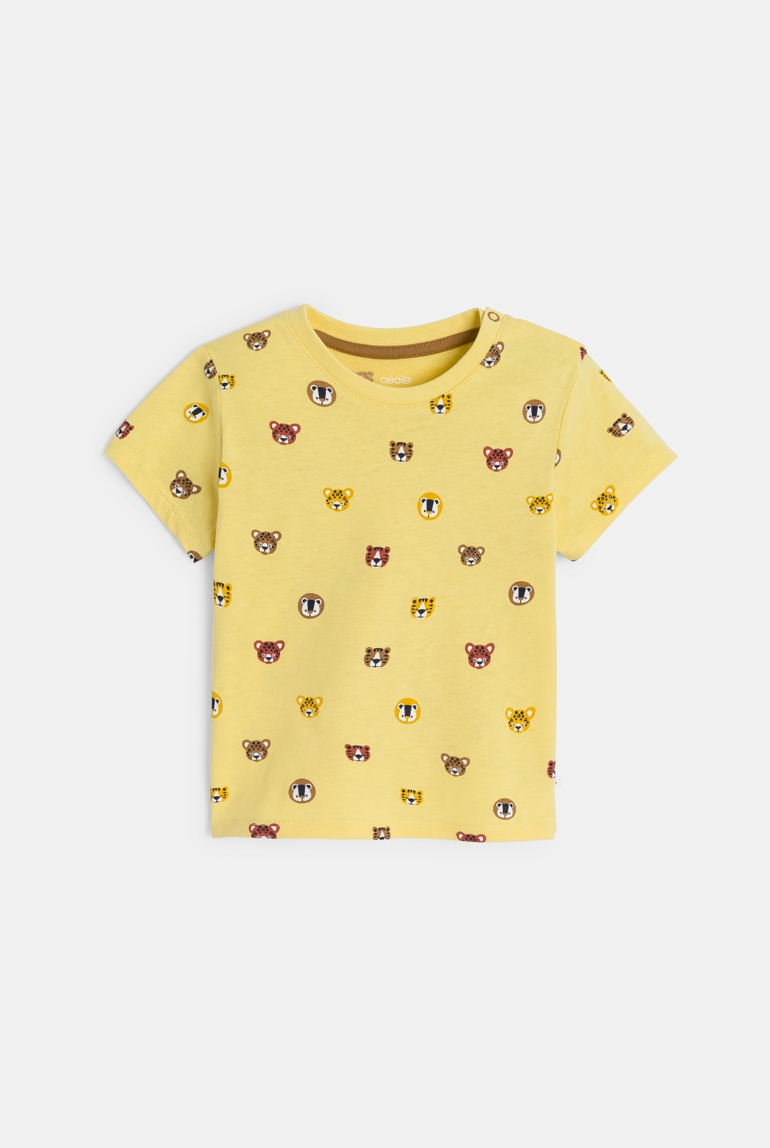 T-shirt animaux jaune bébé garçon 1