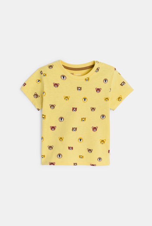 T-shirt animaux jaune bébé garçon