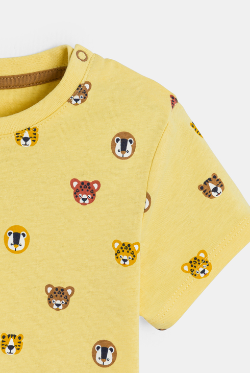 T-shirt animaux jaune bébé garçon