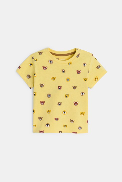 Gelbes T-Shirt mit Tieren Baby Jungen 2