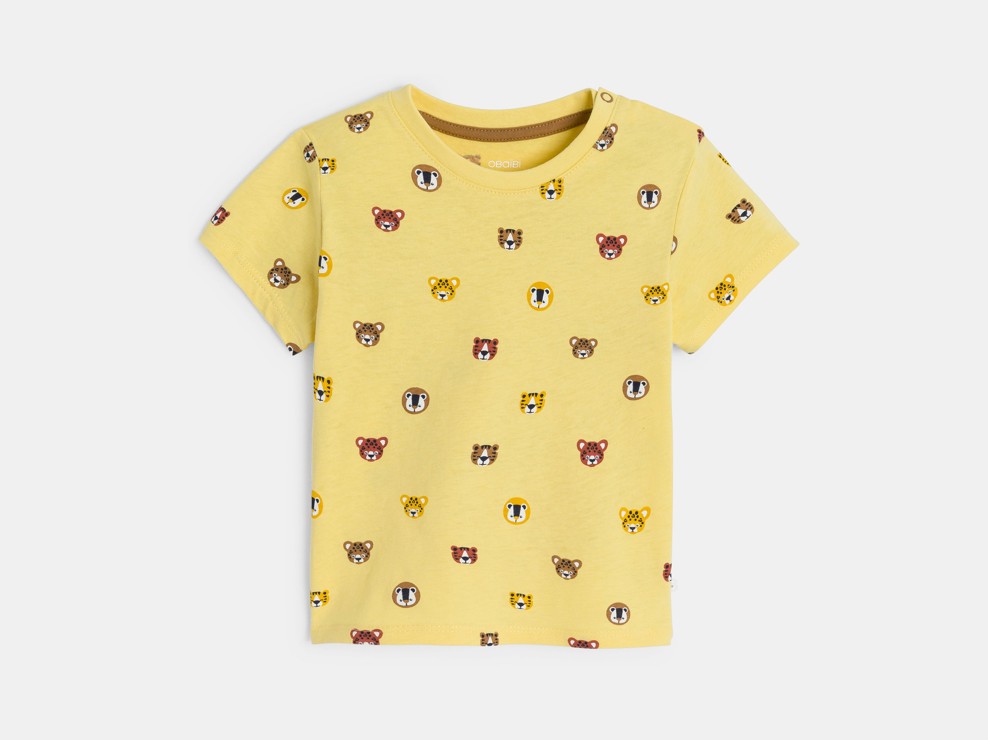 Geel T-shirt met diertjes voor babyjongens 2