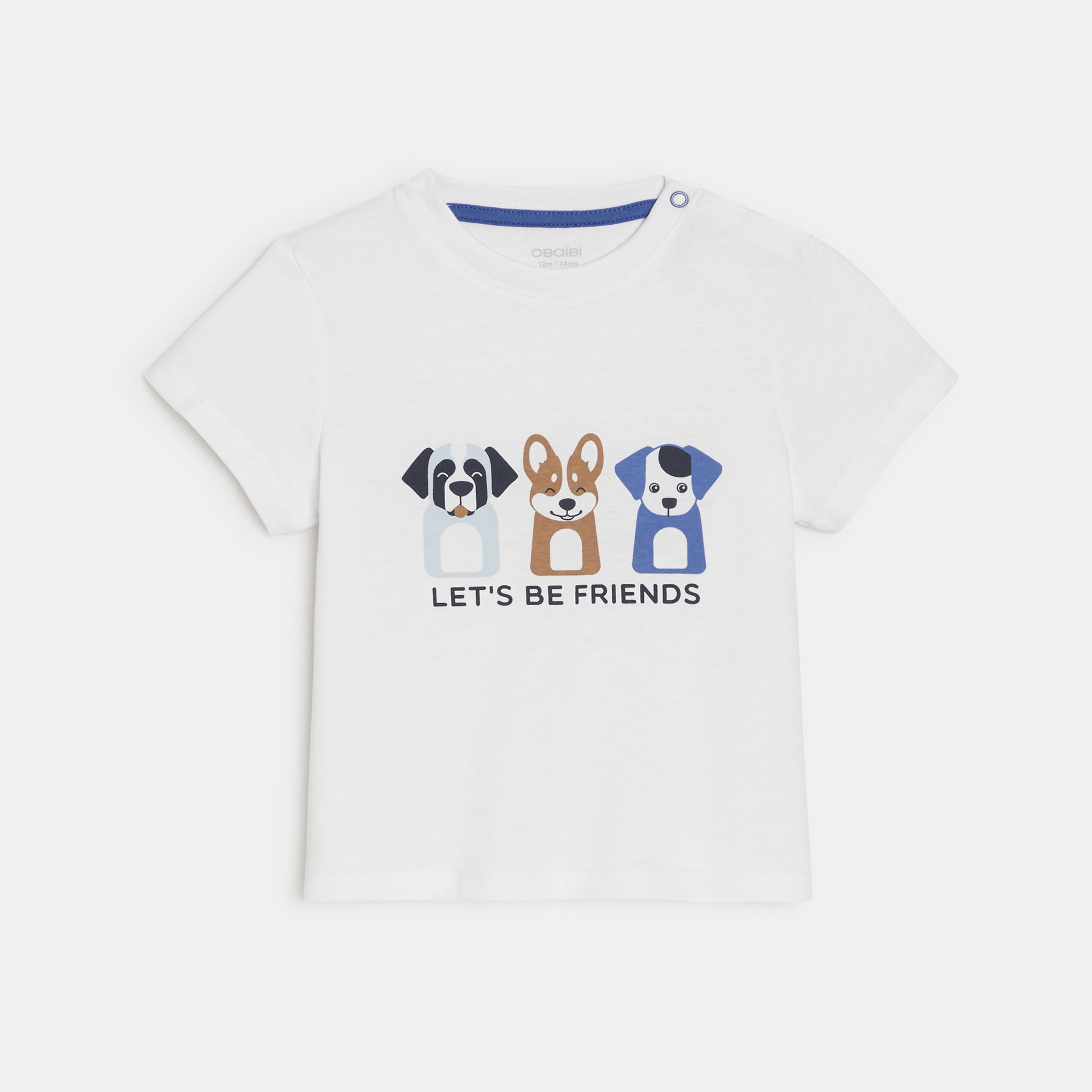 Camiseta perros blanco bebé niño Okaïdi Obaïbi