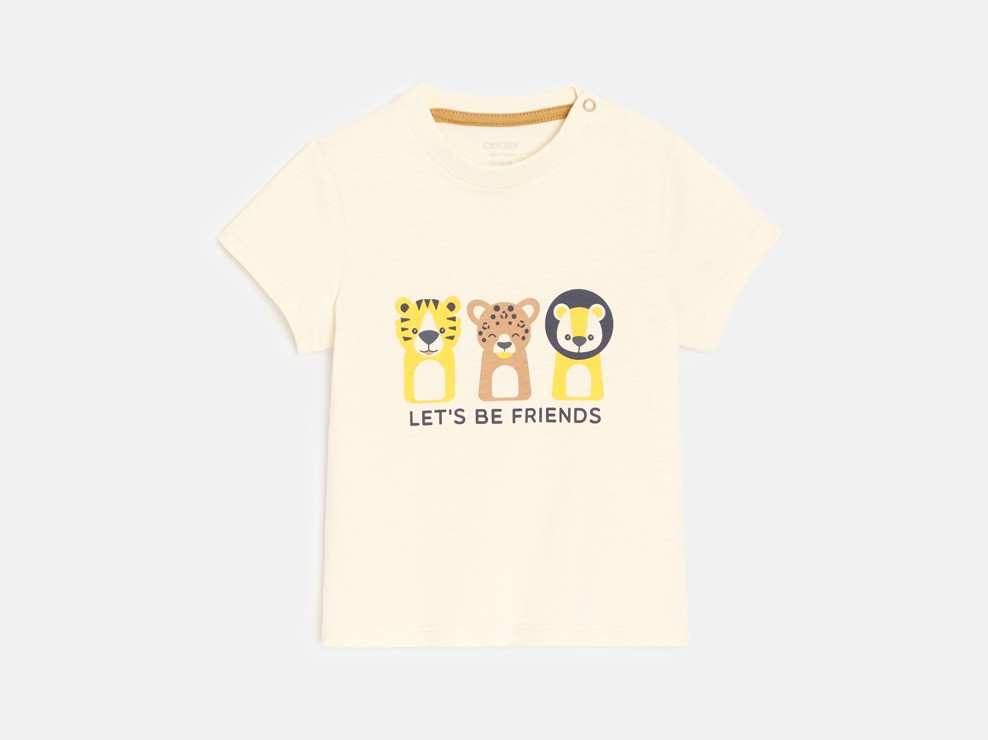 Weißes T-Shirt mit Tieren Kleinkind Junge 1