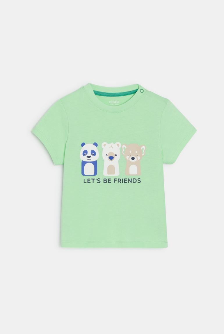 T-shirt animaux vert bébé garçon 1