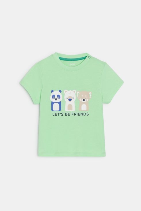 T-shirt animaux vert bébé garçon
