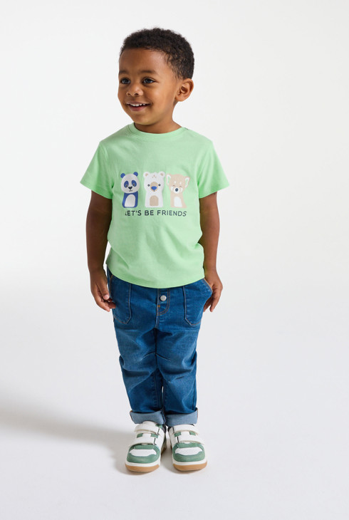 Grünes T-Shirt mit Tiermotiv Kleinkind Junge 1