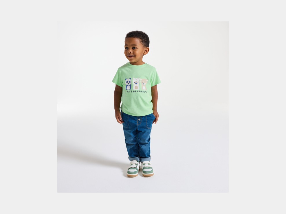 Grünes T-Shirt mit Tiermotiv Kleinkind Junge 1