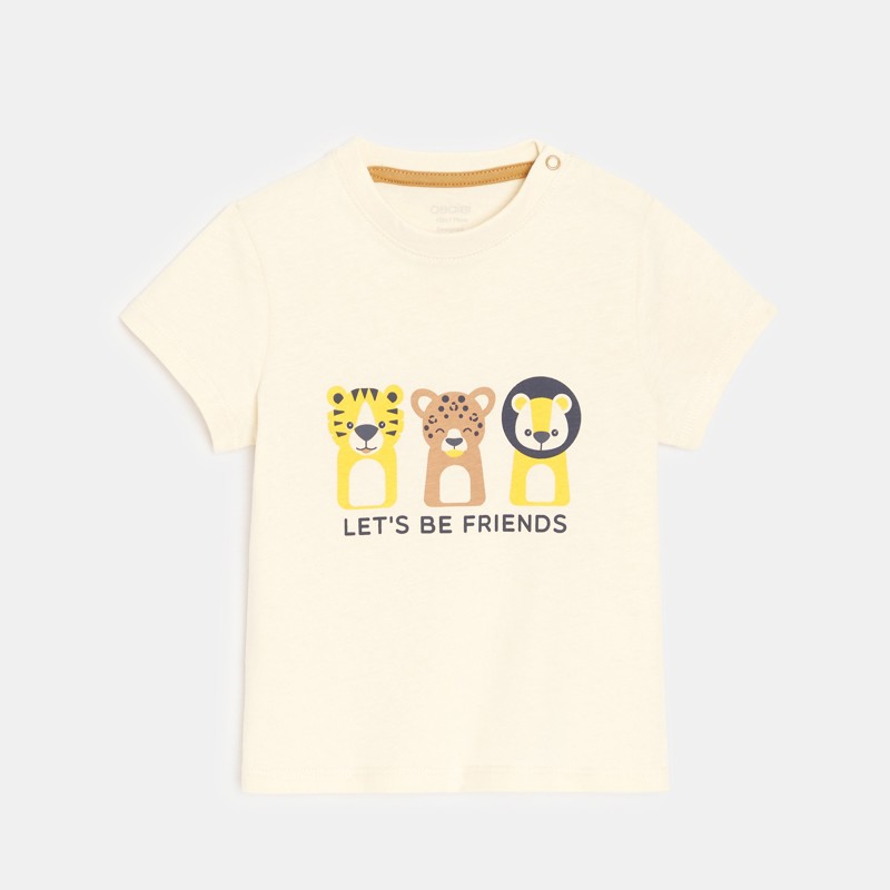 T-shirt bianca con animali per neonato