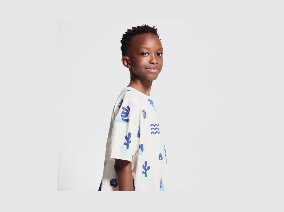 SURFRIDER – beiges Kurzarm-T-Shirt mit Print 1
