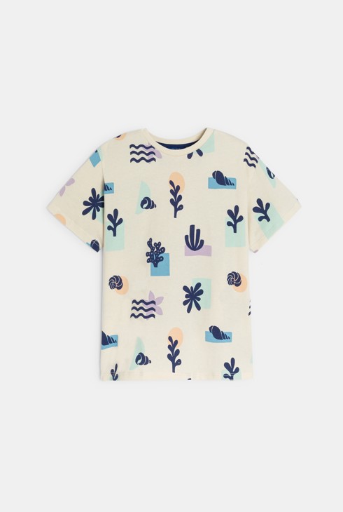 SURFRIDER – beiges Kurzarm-T-Shirt mit Print 2