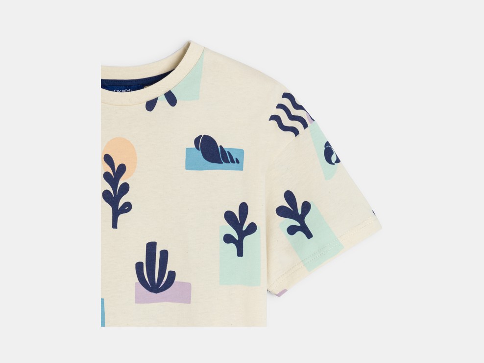 SURFRIDER – beiges Kurzarm-T-Shirt mit Print 2