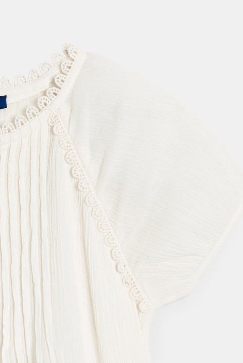 Robe rétro romantique détail crochet blanc Fille