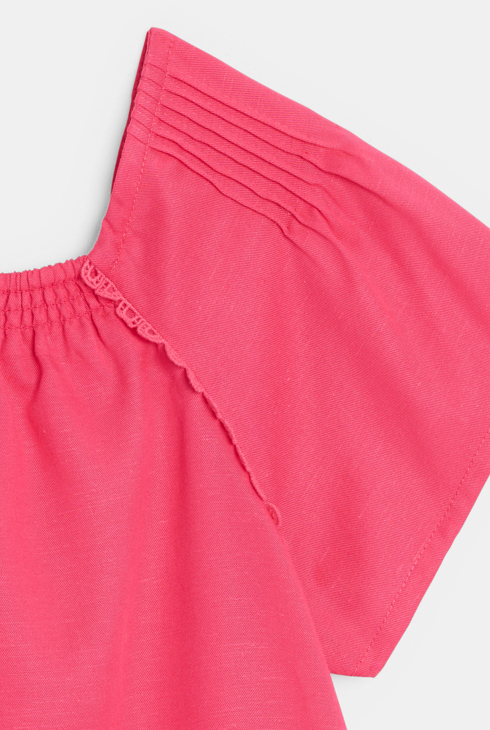 Blouse manches courtes unie rose Fille 2