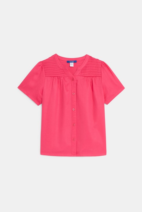 Chemisier manches courtes uni rose Fille