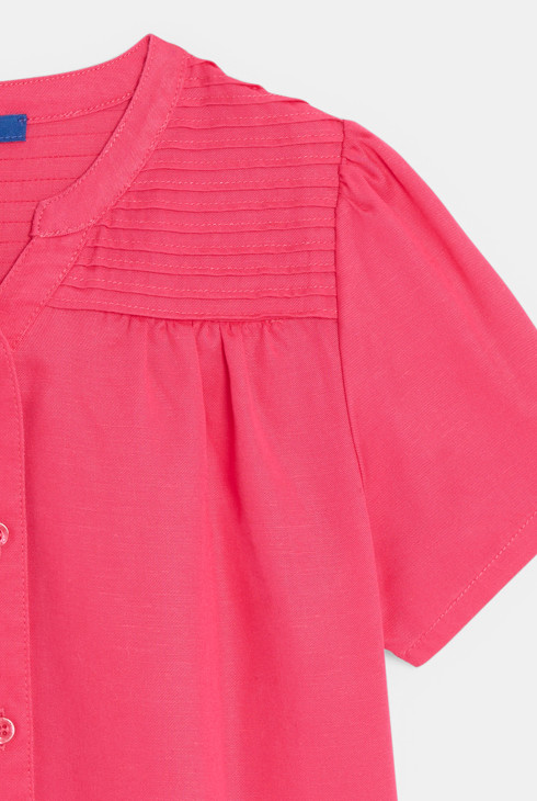 Chemisier manches courtes uni rose Fille