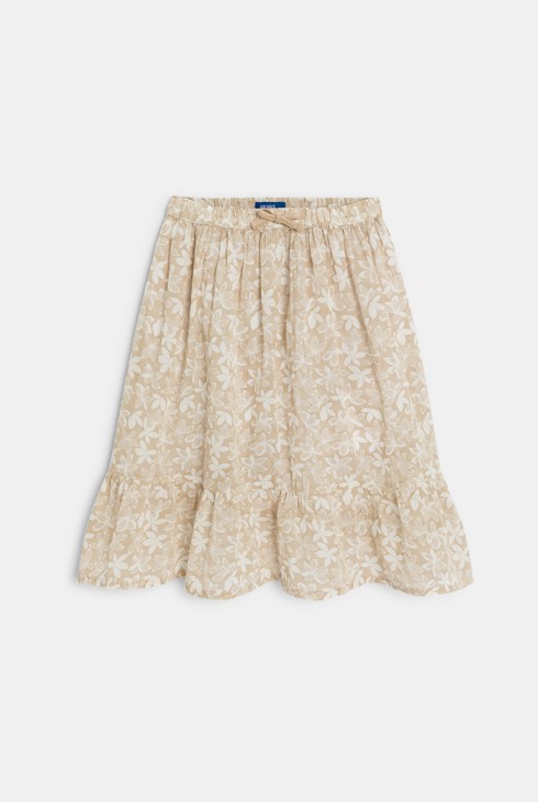 Girl's beige ruffled printed skirt 1