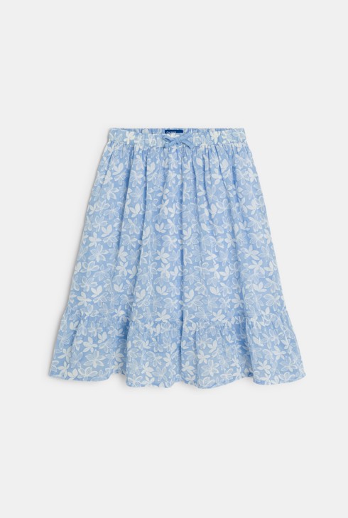 Girl's blue printed ruffle skirt 2