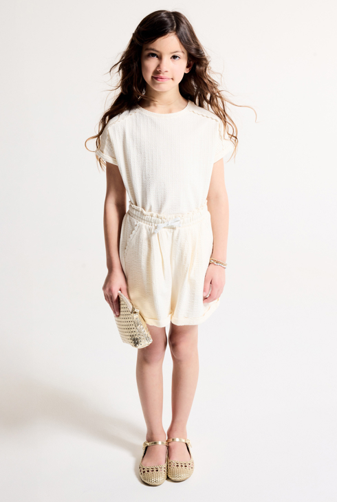 T-shirt manches courtes en jersey gaufré 1