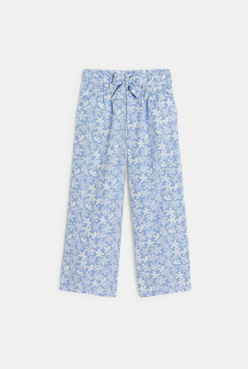 Pantalon large imprimé bleu Fille 2