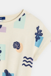 Beiges Sommerkleid aus bedrucktem Jersey für Mädchen 3