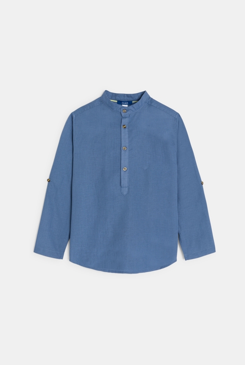 Chemise manches longues unie bleu Garçon 2