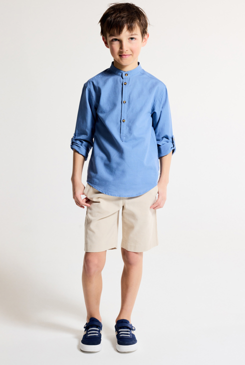 Chemise manches longues unie bleu Garçon 1