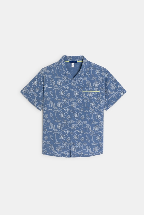 Chemise manches courtes imprimée bleu Garçon 2