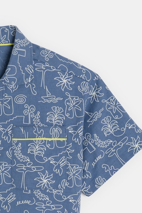 Chemise manches courtes imprimée bleu Garçon