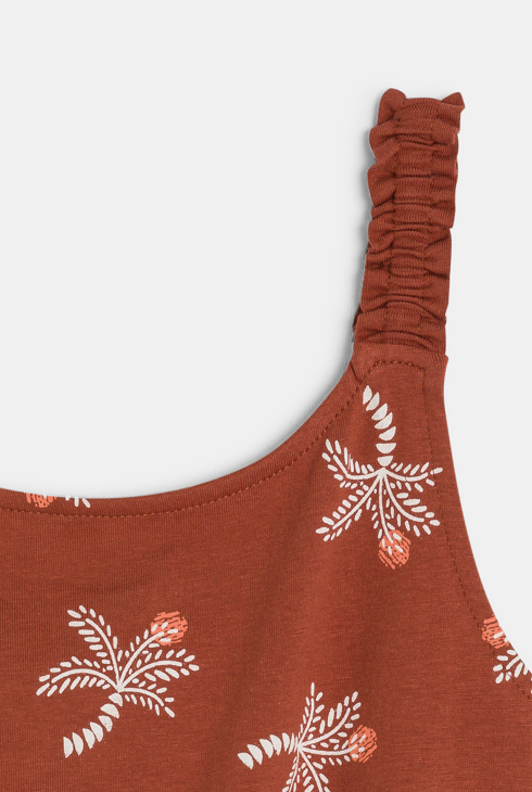 Braune Kombishorts mit Palmendruck für Mädchen
