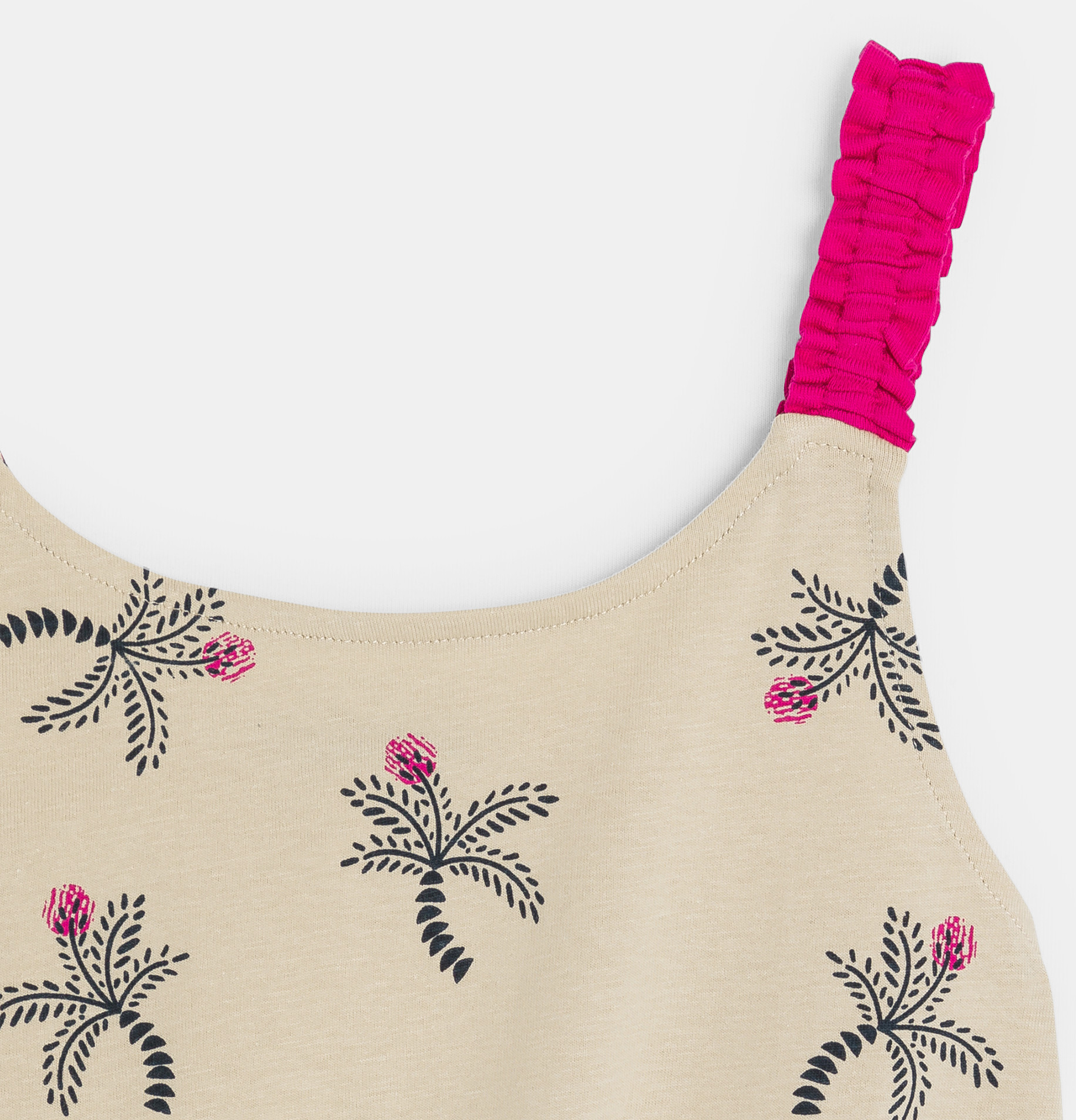 Combishort imprimé palmier beige Fille