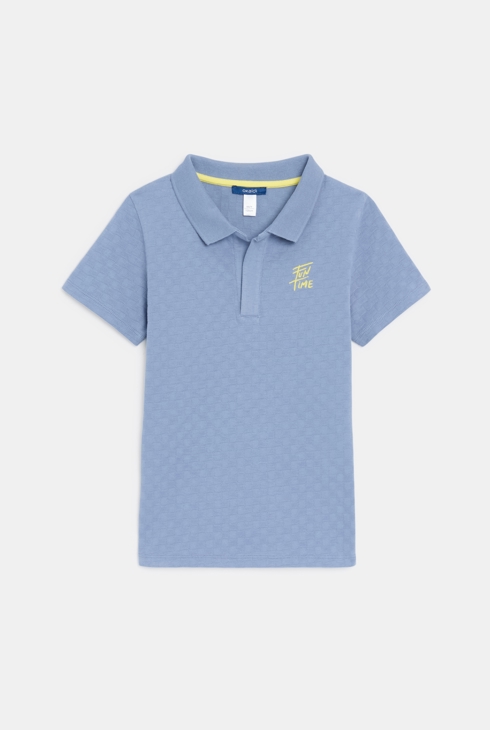 Polo gaufré manches courtes bleu Garçon 2