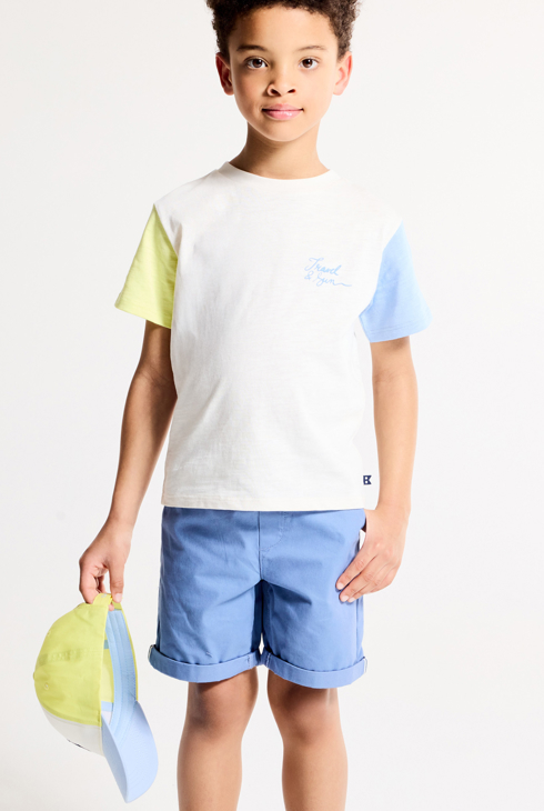 T-shirt manches courtes colorblock blanc Garçon 1