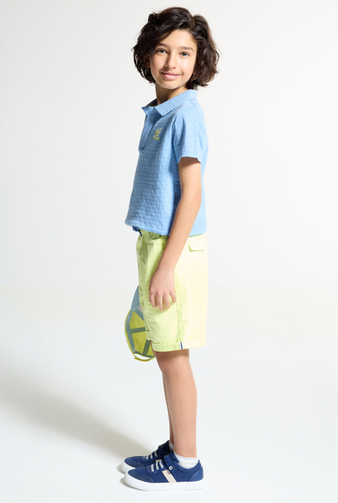 Short uni en toile jaune Garçon 1