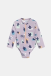 Combinaison de bain manches longues mauve bébé fille