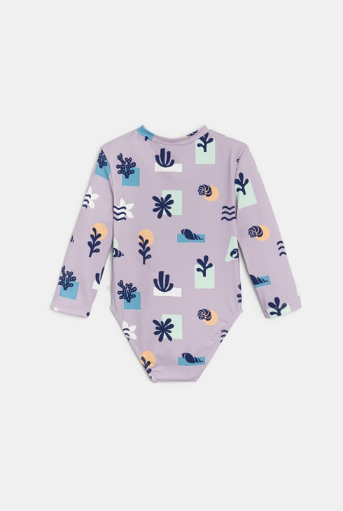 Blasslila Badeoverall mit langen Ärmeln Kleinkind Mädchen