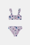 Maillot de bain imprimé 2 pièces mauve Fille