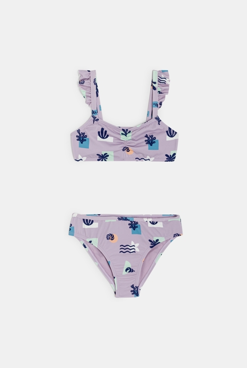 Blasslila Bikini mit Aufdruck für Mädchen 1