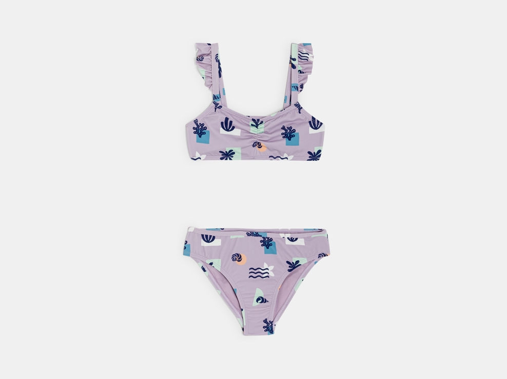 Blasslila Bikini mit Aufdruck für Mädchen 1
