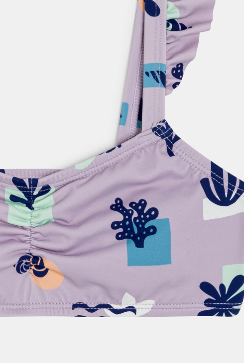 Blasslila Bikini mit Aufdruck für Mädchen